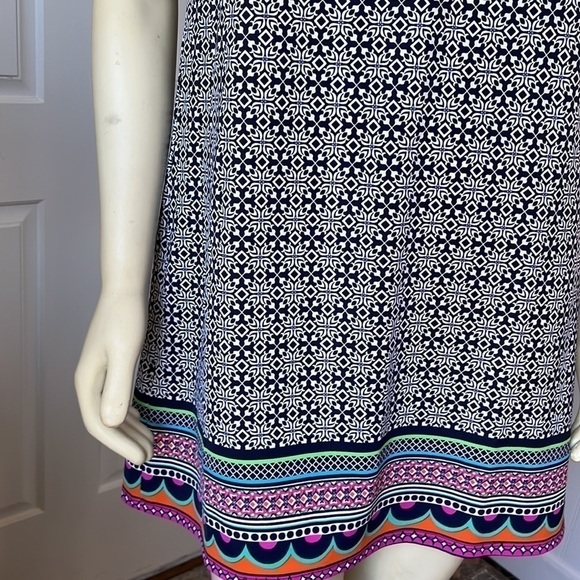JUDE Connally Blue & White Print Off The Shoulder Mini Shift Dress S - Picture 9 of 13